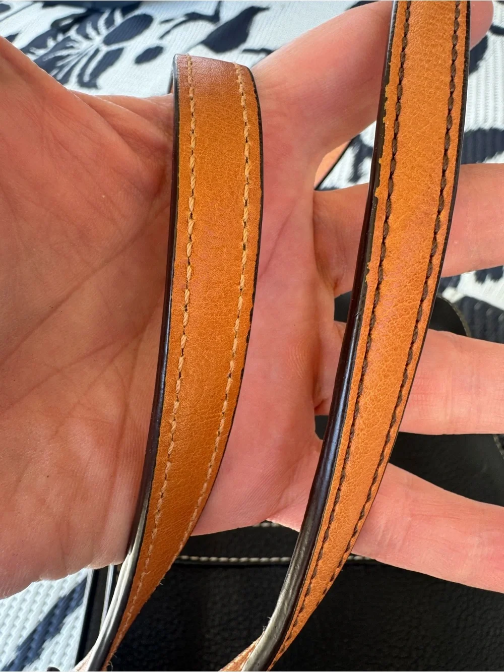 Coach Chelsea Black Pebbled Leather Shoulder Bag with Tan Handles